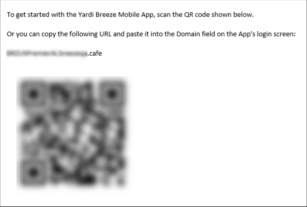 Yardi Email to get started with the mobile app